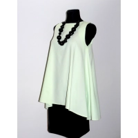 Mocno rozkloszowana tunika pistacjowa bez rękawów